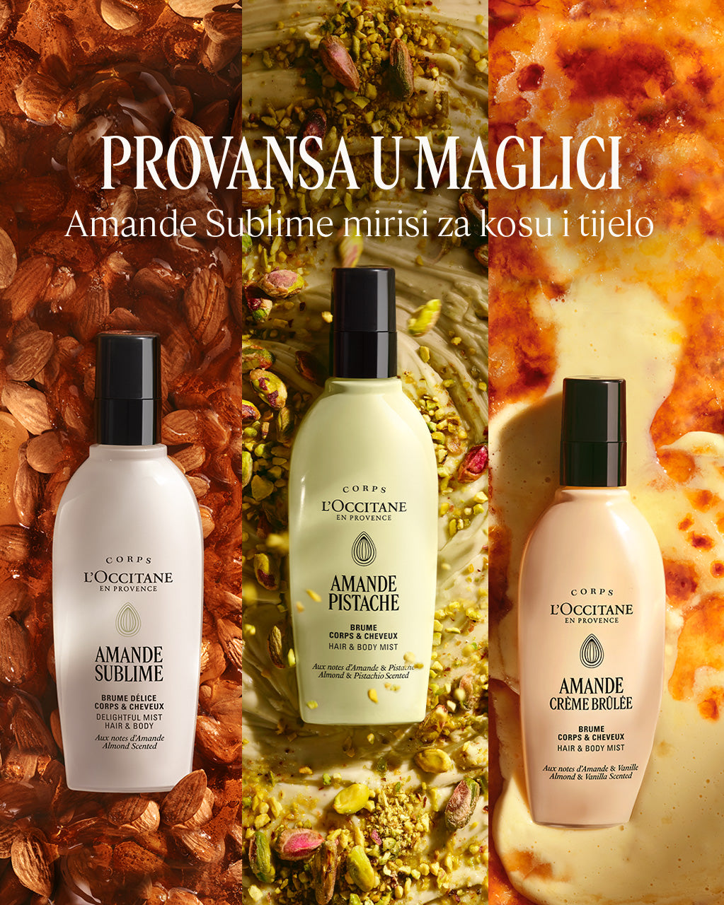 Mirisna maglica za kosu i tijelo Amande Pistache